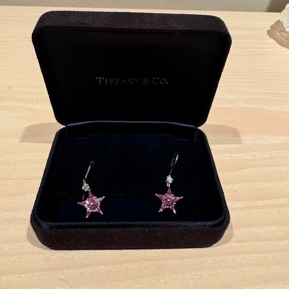 Pink Sapphire and Diamond Earrings $999 - Picture 1 of 2